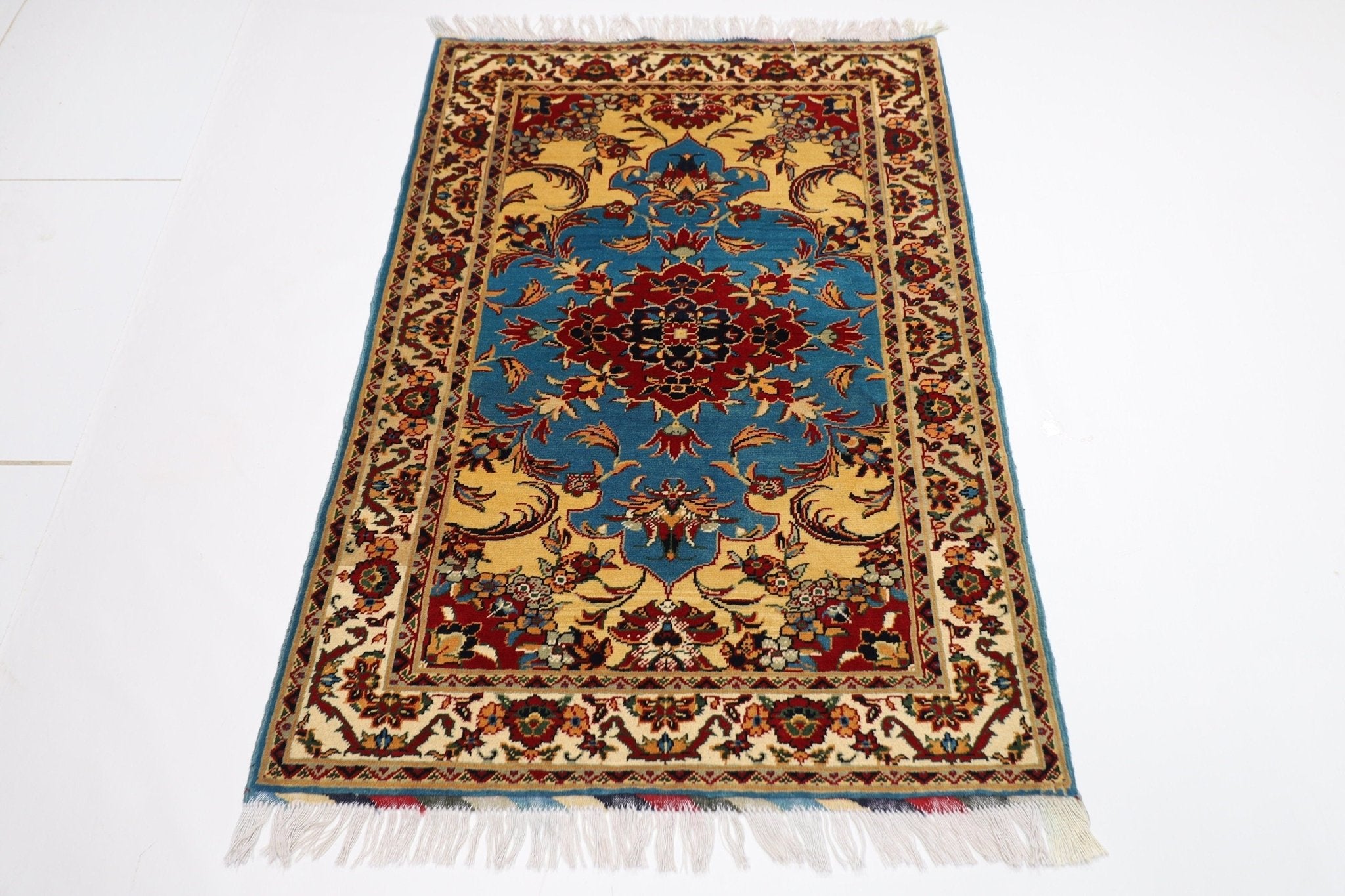 Kazak Area Rug - 3'4 x 4'11 ft (100 x 151 cm) Handmade Afghan Wool Rug