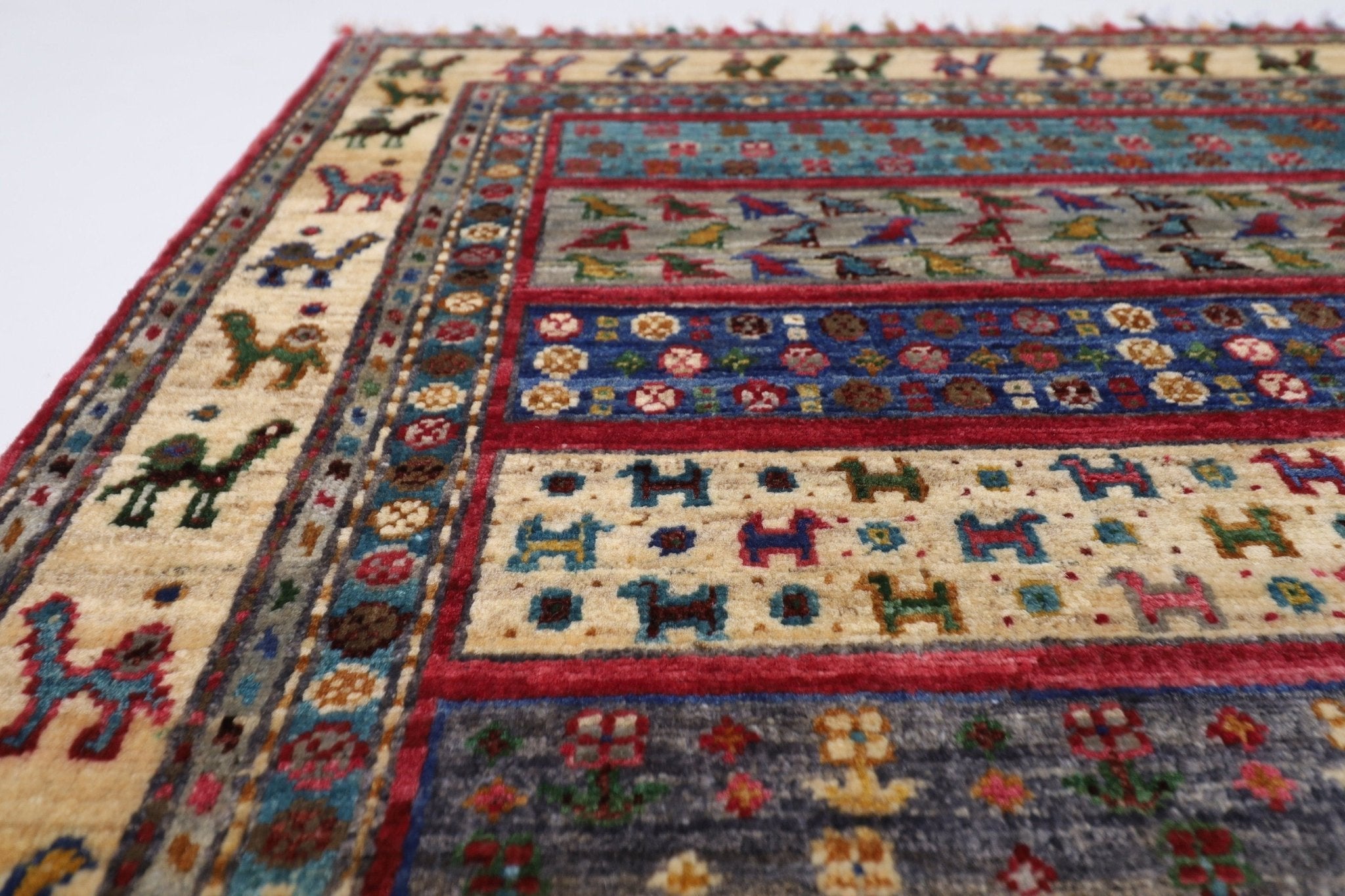 Kazak Area Rug - 3.5 x 5 ft (102 x 152 cm) Soft Wool Hand Knotted - Jerm Rugs - Handmade Afghan Rug - Jerm Rugs