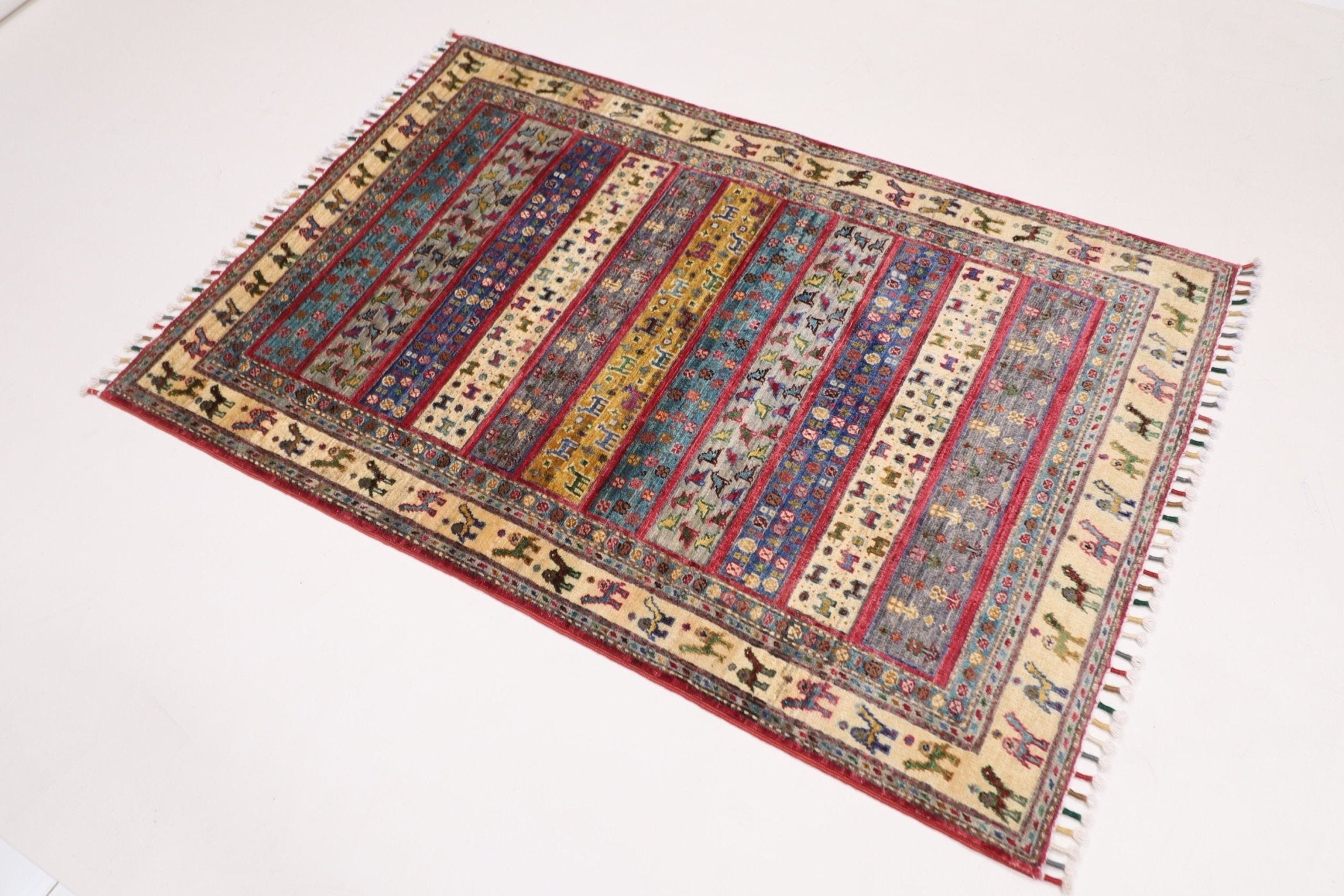 Kazak Area Rug - 3.5 x 5 ft (102 x 152 cm) Soft Wool Hand Knotted - Jerm Rugs - Handmade Afghan Rug - Jerm Rugs