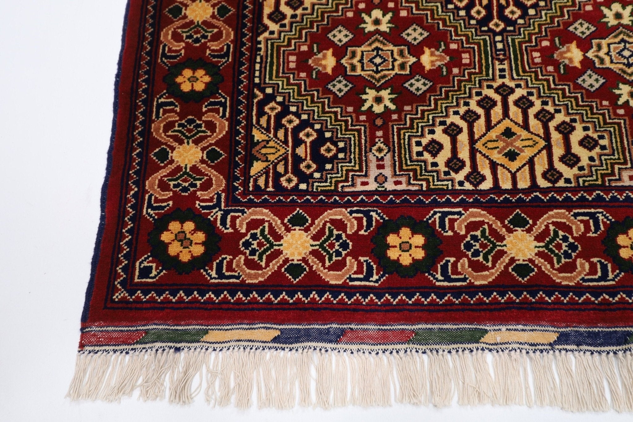 Kazak Area Rug - 3.5x5.4 ft (105x161 cm) Hand Knotted Afghan Wool Rug - Jerm Rugs - Handmade Afghan Rug - Jerm Rugs