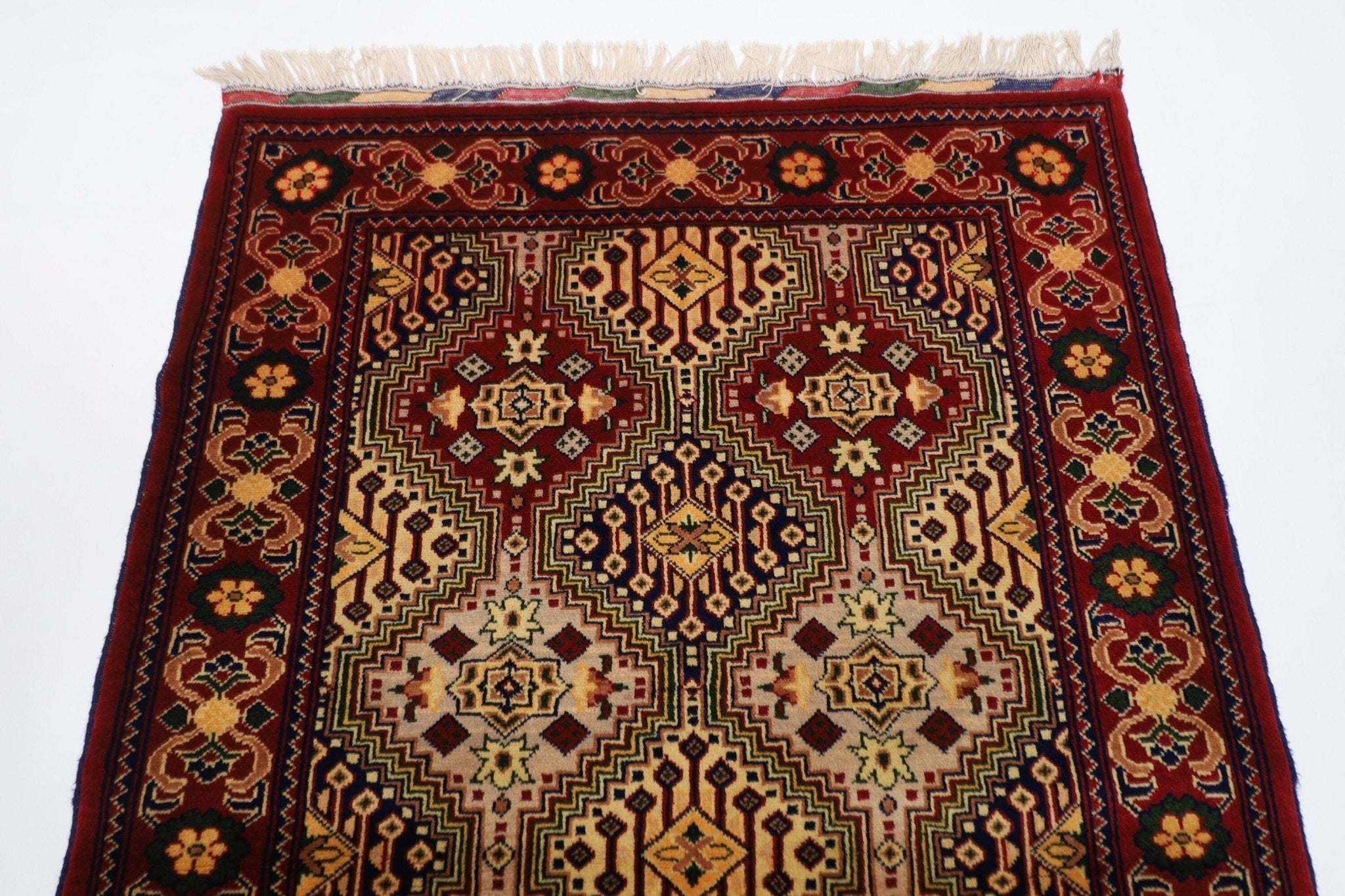 Kazak Area Rug - 3.5x5.4 ft (105x161 cm) Hand Knotted Afghan Wool Rug - Jerm Rugs - Handmade Afghan Rug - Jerm Rugs