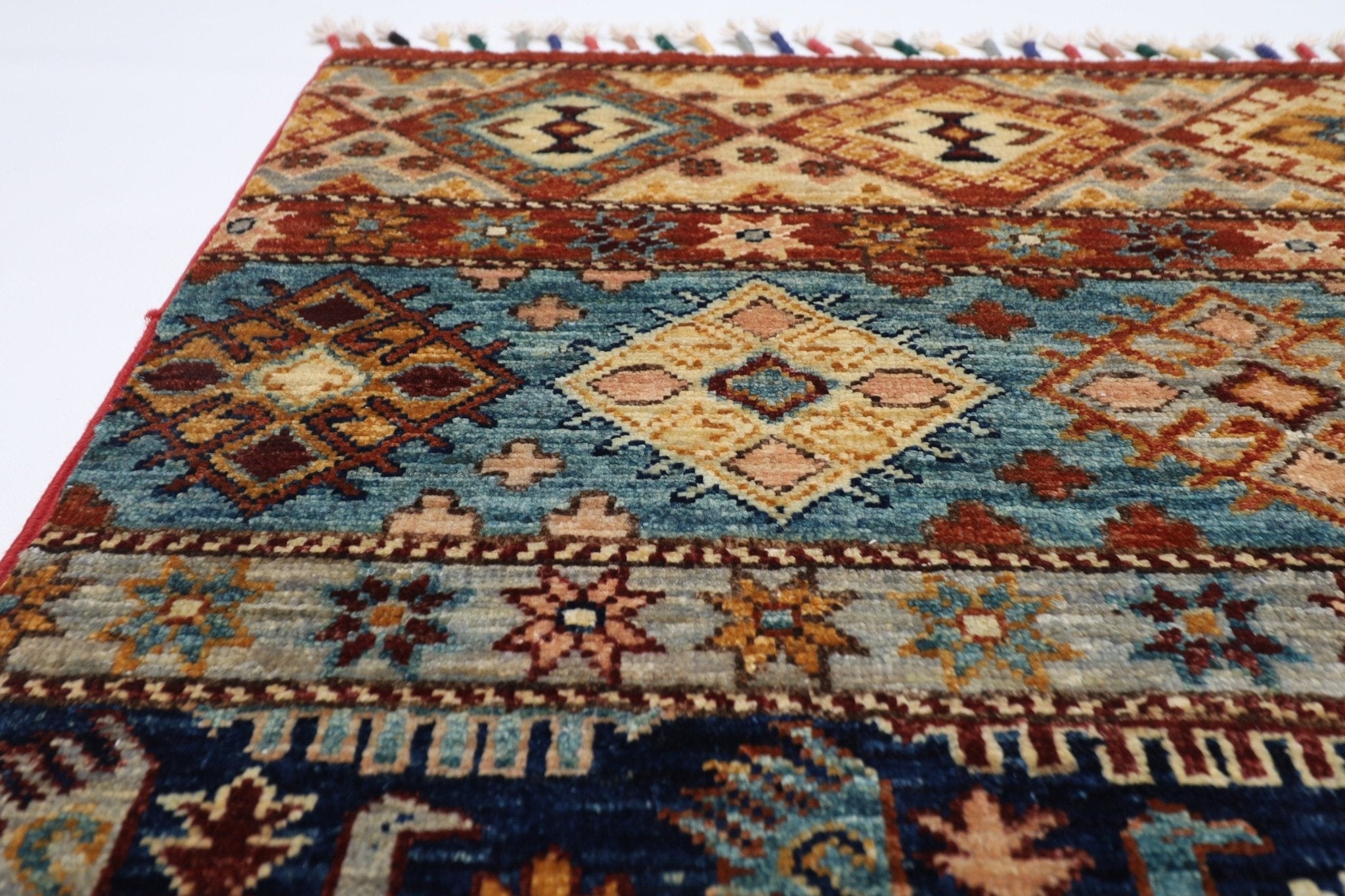 Kazak Area Rug - 3x5 ft (92 x 147 cm) Hand Knotted Afghan Wool Rug - Jerm Rugs - Handmade Afghan Rug - Jerm Rugs