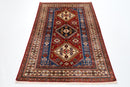 Kazak Area Rug - 4'4x6'3 ft (130 x 190 cm) Hand Knotted Afghan Wool Rug - Jerm Rugs - Handmade Afghan Rug - Jerm Rugs