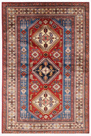 Kazak Area Rug - 4'4x6'3 ft (130 x 190 cm) Hand Knotted Afghan Wool Rug - Jerm Rugs - Handmade Afghan Rug - Jerm Rugs