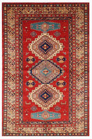 Kazak Rug - 116x200 cm (3'10"x6'7") Afghan Hand Knotted Wool Area Rug - Jerm Rugs - Handmade Afghan Rug - Jerm Rugs