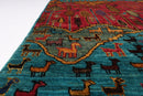 Kazak Rug - 119 x 185 cm (3.11 x 6.1 ft) Handcrafted Afghan Animal Motif Area Carpet - Jerm Rugs - Handmade Afghan Rug - Jerm Rugs