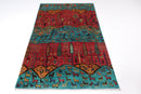 Kazak Rug - 119 x 185 cm (3.11 x 6.1 ft) Handcrafted Afghan Animal Motif Area Carpet - Jerm Rugs - Handmade Afghan Rug - Jerm Rugs