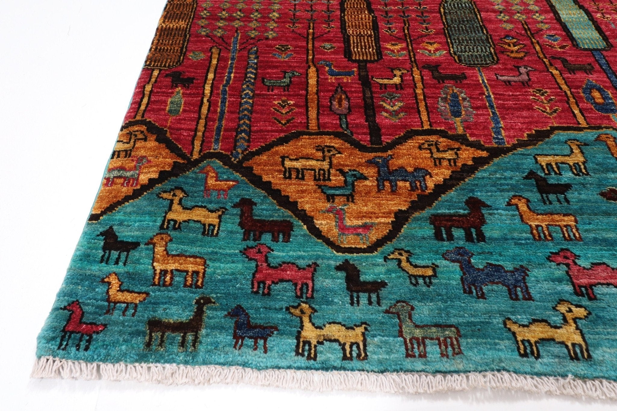 Kazak Rug - 119 x 185 cm (3.11 x 6.1 ft) Handcrafted Afghan Animal Motif Area Carpet