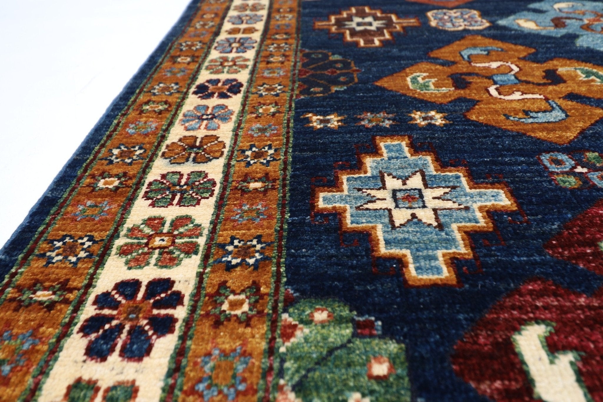 Kazak Rug - 122 x 178 cm (4 x 6 ft) Handcrafted Afghan Area Rug for Living Spaces - Jerm Rugs - Handmade Afghan Rug - Jerm Rugs