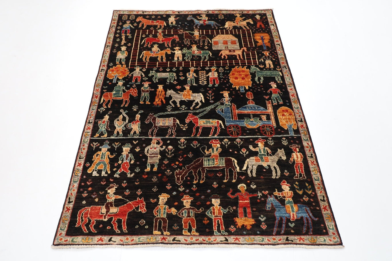 Kazak Rug - 126x180 cm (4'2x5'11 ft) Hand Knotted Afghan Wool