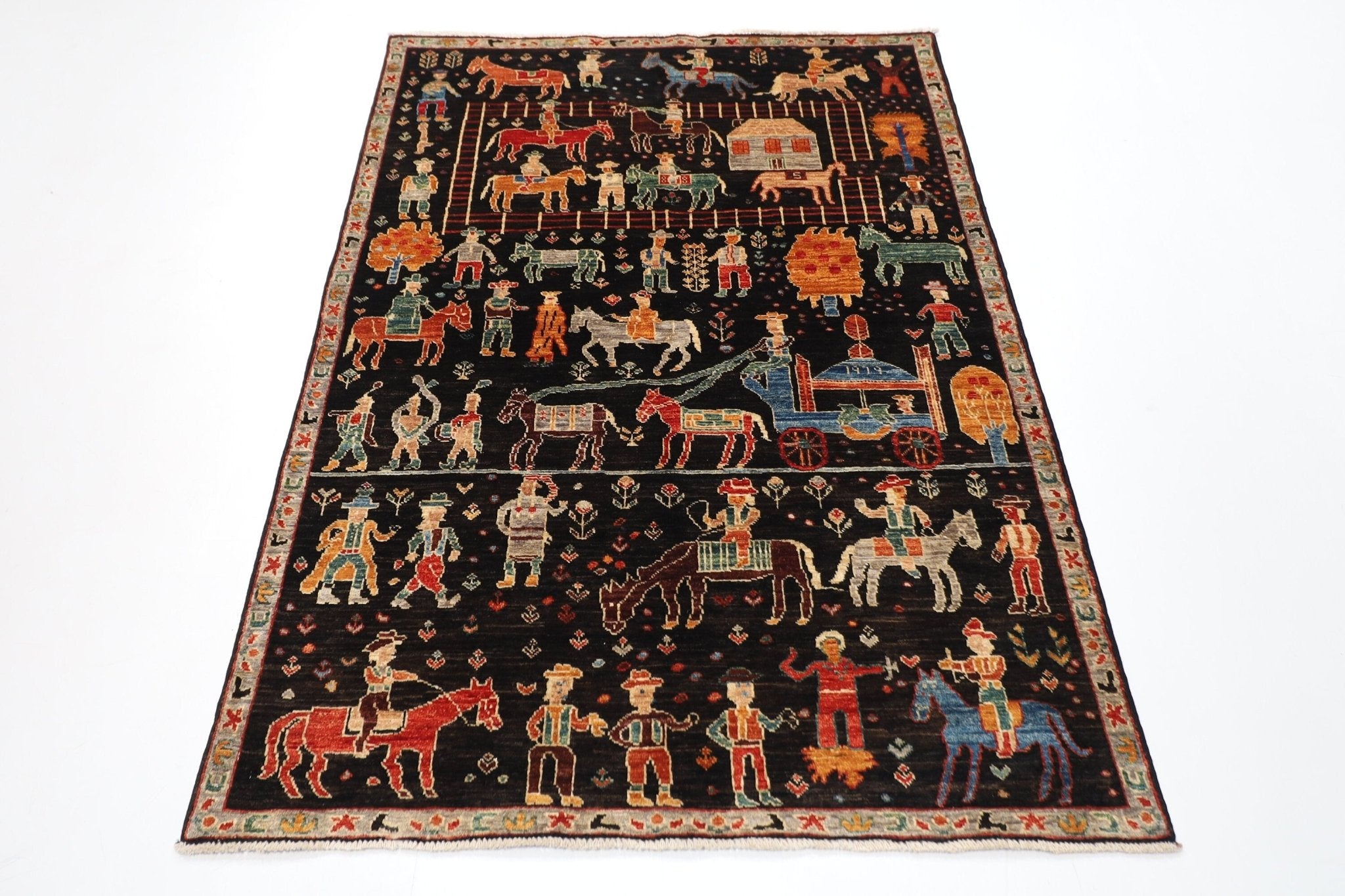 Kazak Rug - 126x180 cm (4'2x5'11 ft) Hand Knotted Afghan Wool - Jerm Rugs - Handmade Afghan Rug - Jerm Rugs