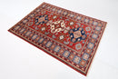 Kazak Rug - 4'2 x 5'8 ft (127 x 173 cm) Handmade Afghan Wool Area Rug - Jerm Rugs - Handmade Afghan Rug - Jerm Rugs