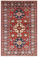 Kazak Rug - 4'2 x 5'8 ft (127 x 173 cm) Handmade Afghan Wool Area Rug - Jerm Rugs - Handmade Afghan Rug - Jerm Rugs