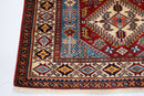 Kazak Rug - 4'2 x 6'1 ft (125 x 184 cm) Hand Knotted Afghan Wool Area Rug - Jerm Rugs - Handmade Afghan Rug - Jerm Rugs