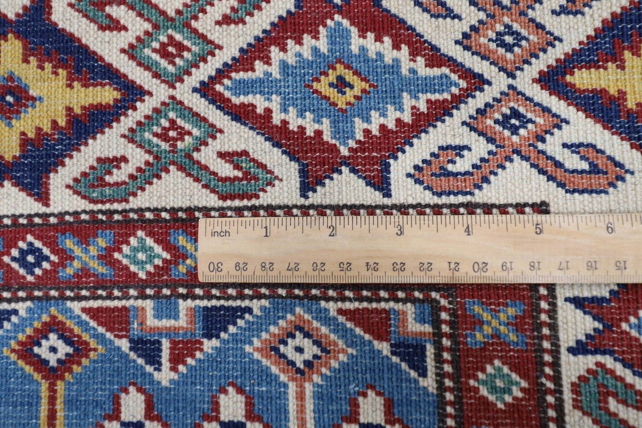 Kazak Rug - 4'2 x 6'1 ft (125 x 184 cm) Hand Knotted Afghan Wool Area Rug - Jerm Rugs - Handmade Afghan Rug - Jerm Rugs