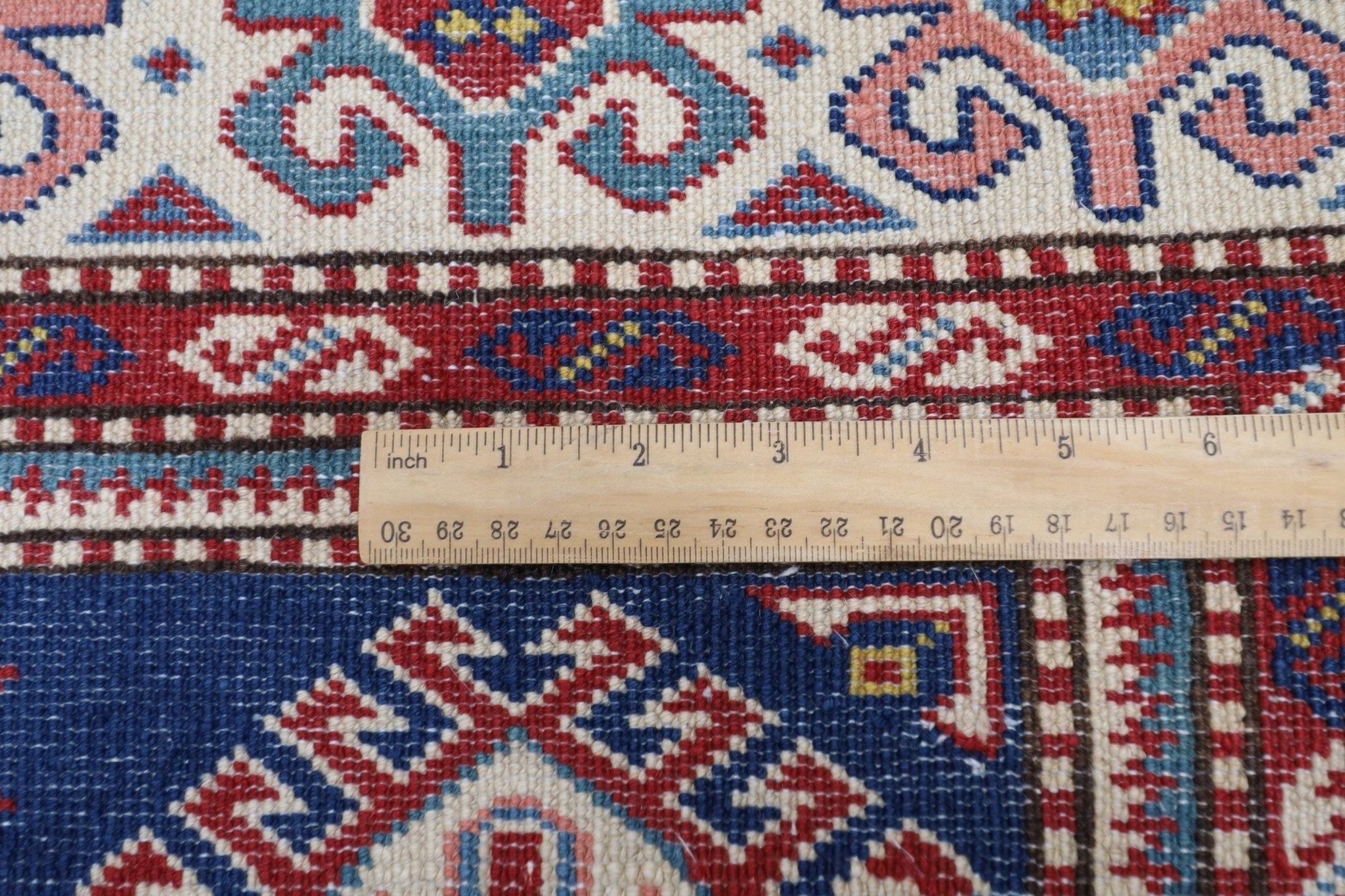 Kazak Rug - 4'2 x 6'4 ft (126 x 192 cm) Hand Knotted Afghan Wool Area Rug - Jerm Rugs - Handmade Afghan Rug - Jerm Rugs