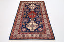 Kazak Rug - 4'2 x 6'4 ft (126 x 192 cm) Hand Knotted Afghan Wool Area Rug - Jerm Rugs - Handmade Afghan Rug - Jerm Rugs