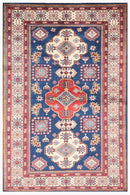 Kazak Rug - 4'2 x 6'4 ft (126 x 192 cm) Hand Knotted Afghan Wool Area Rug - Jerm Rugs - Handmade Afghan Rug - Jerm Rugs