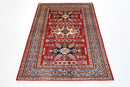 Kazak Rug - 4x6 ft (129 x 177 cm) Hand Knotted Afghan Wool Area Rug - Jerm Rugs - Handmade Afghan Rug - Jerm Rugs