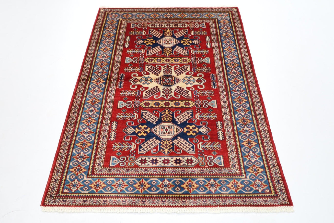 Kazak Rug - 4x6 ft (129 x 177 cm) Hand Knotted Afghan Wool Area Rug