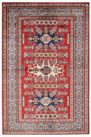 Kazak Rug - 4x6 ft (129 x 177 cm) Hand Knotted Afghan Wool Area Rug - Jerm Rugs - Handmade Afghan Rug - Jerm Rugs