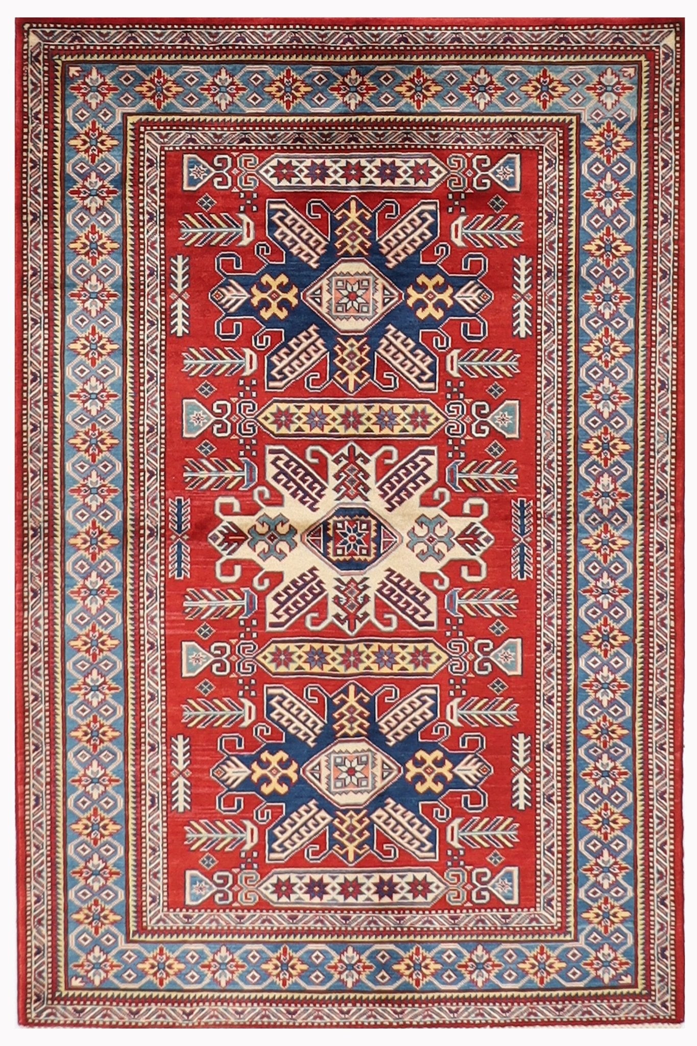 Kazak Rug - 4x6 ft (129 x 177 cm) Hand Knotted Afghan Wool Area Rug