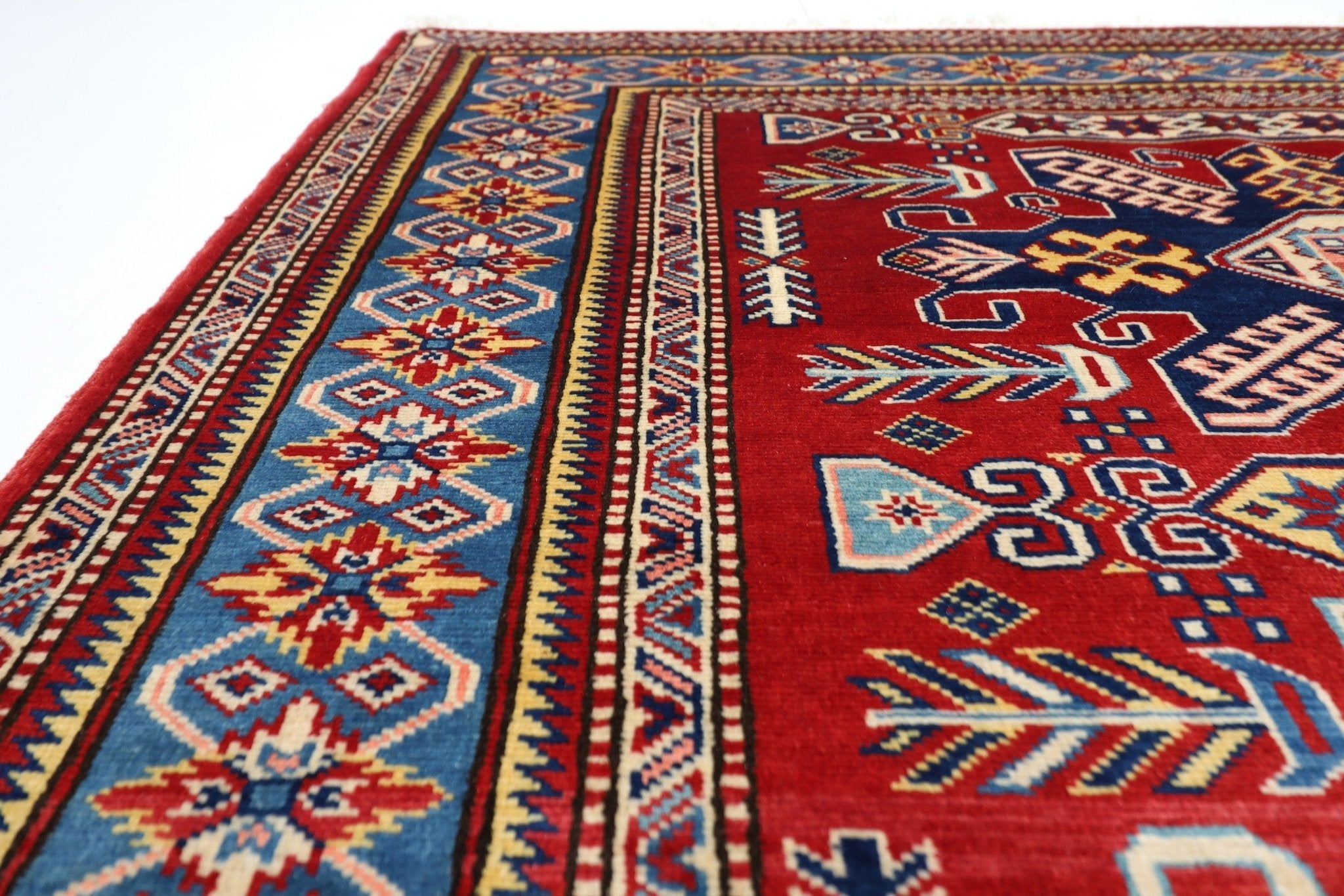 Kazak Rug - 4x6 ft (129 x 177 cm) Hand Knotted Afghan Wool Area Rug - Jerm Rugs - Handmade Afghan Rug - Jerm Rugs