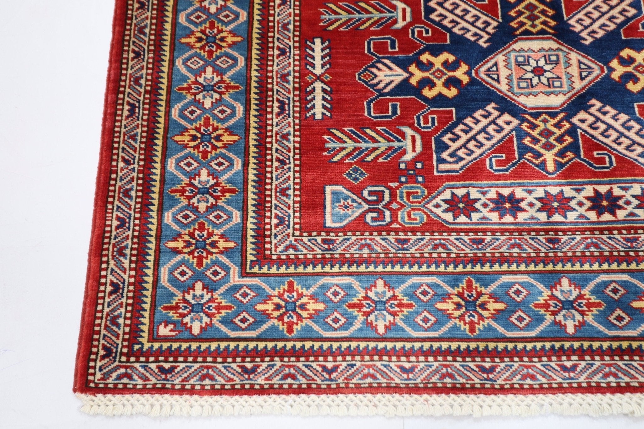 Kazak Rug - 4x6 ft (129 x 177 cm) Hand Knotted Afghan Wool Area Rug - Jerm Rugs - Handmade Afghan Rug - Jerm Rugs