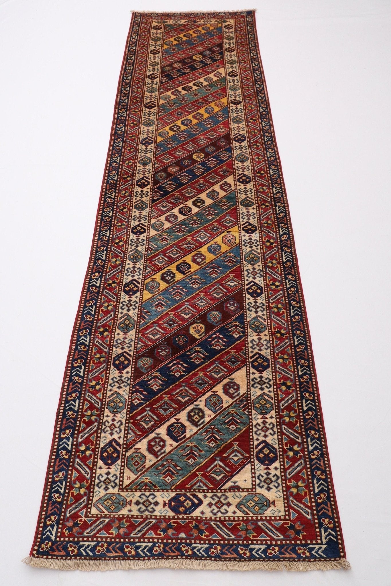 Kazak Runner Rug - 81 x 307 cm (2.8 x 10.1 ft) Hand-Knotted Afghan Artisan Design