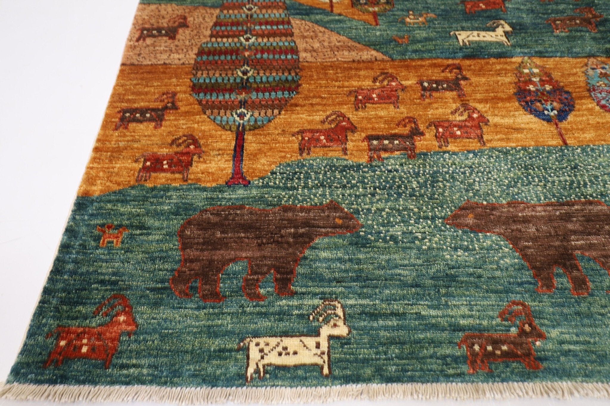 Landscape - 196 x 196 cm, 6.5 x 6.5 ft Afghan Hand-Knotted Wool Rug