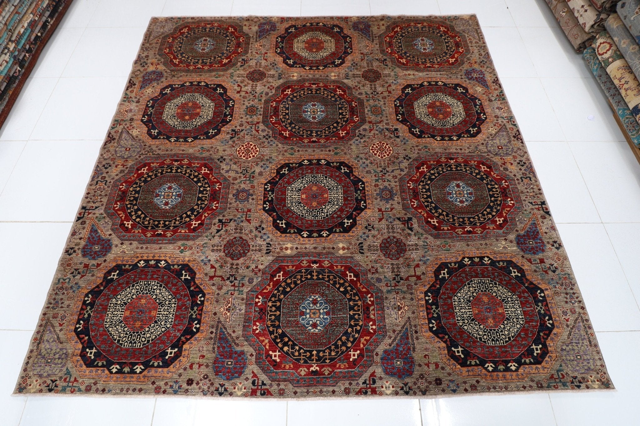 Mamluk - 278x281 cm (9'2x9'3 ft) Handmade Afghan Wool Area Rug