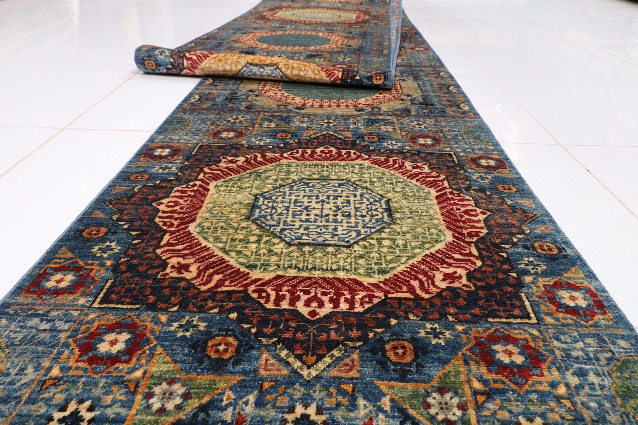 Mamluk - 76 x 975 cm (2.6 x 32 ft) Handmade Afghan Rug