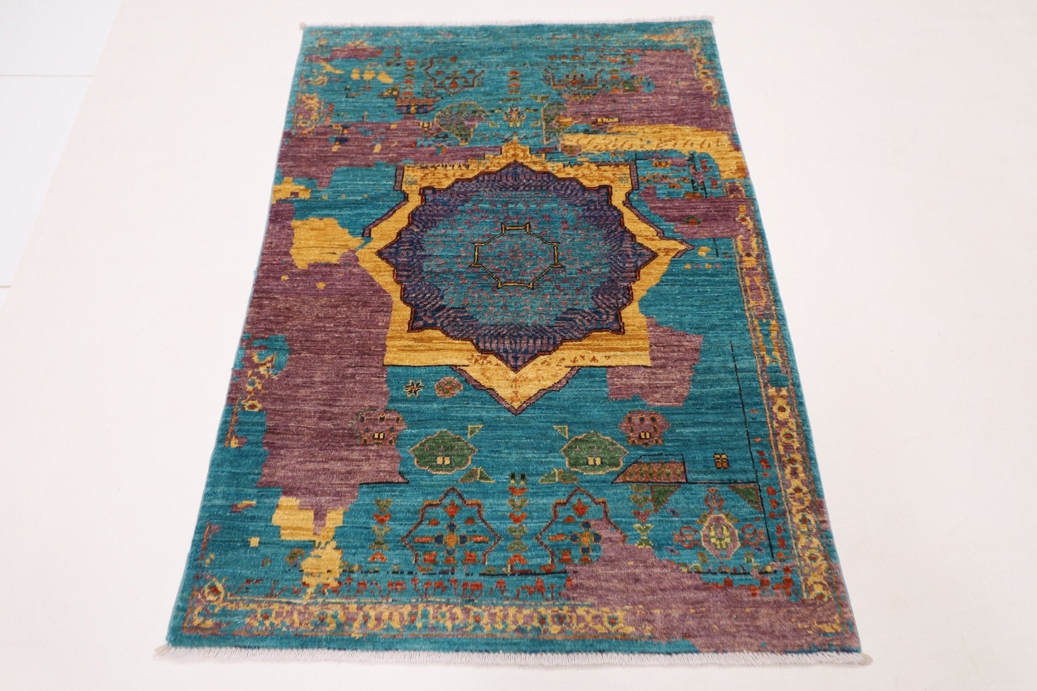 Mamluk Rug - 100 x 146 cm (3'4" x 4'10") Handmade Afghan Wool Area Rug