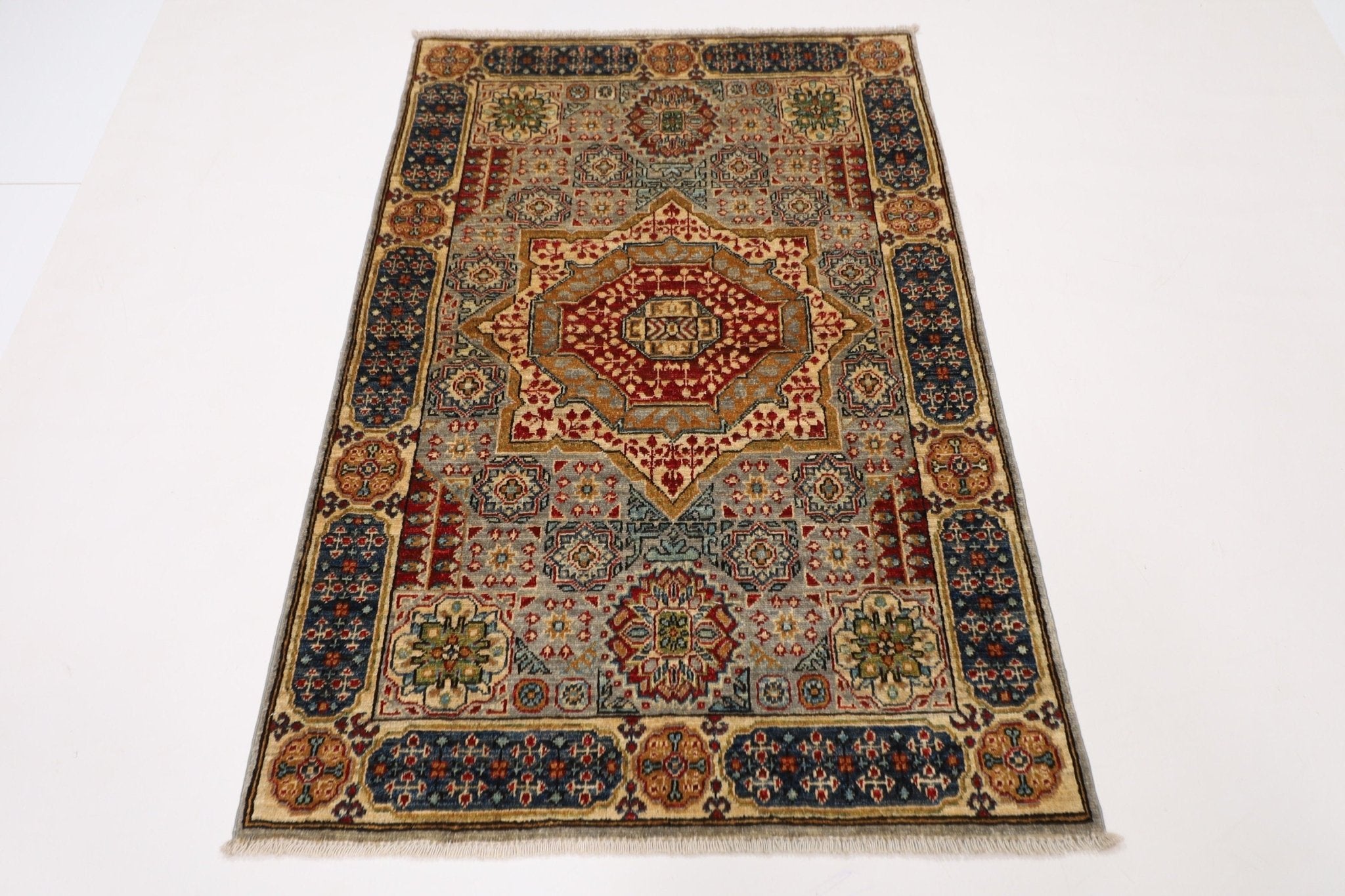 Mamluk Rug - 101x151 cm (3.4x5 ft) Handcrafted Afghan Wool Carpet