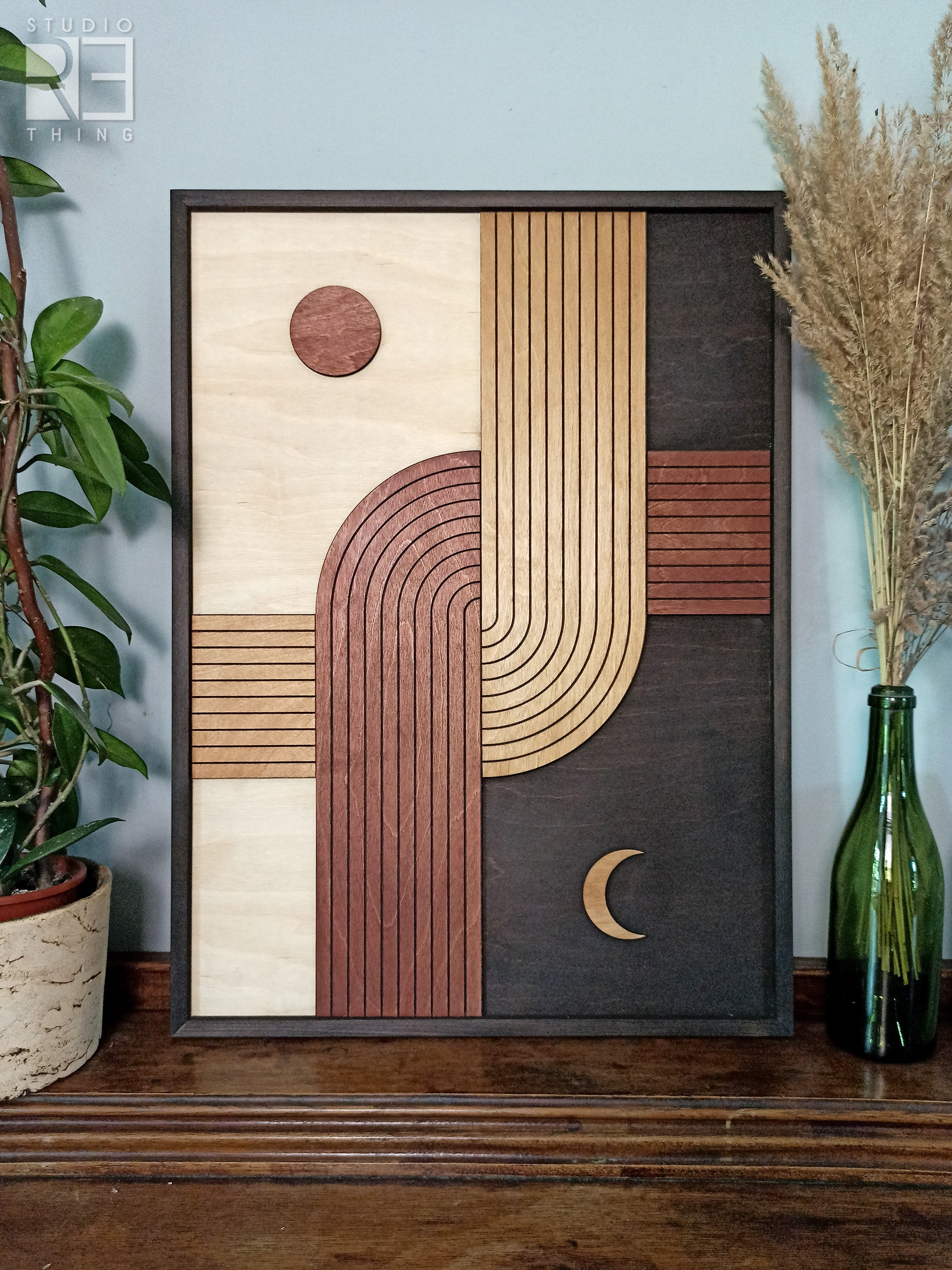 Wooden Mid Century Modern Wall Art Jerm | جِرْم 